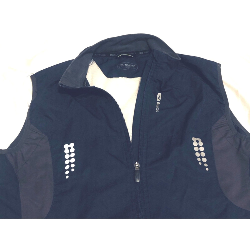 SUGOI Cycling Vest Men's Small - Blue-Nylon Back Mesh Vented Reflective Full Zip